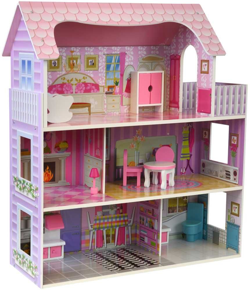 Duży drewniany domek dla lalek olx barbie led z akcesoriami prezent