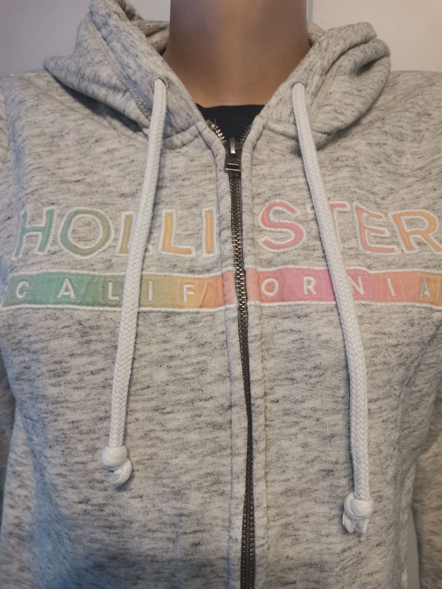 Szara bluza damska Hollister California rozm M, logo, kaptur