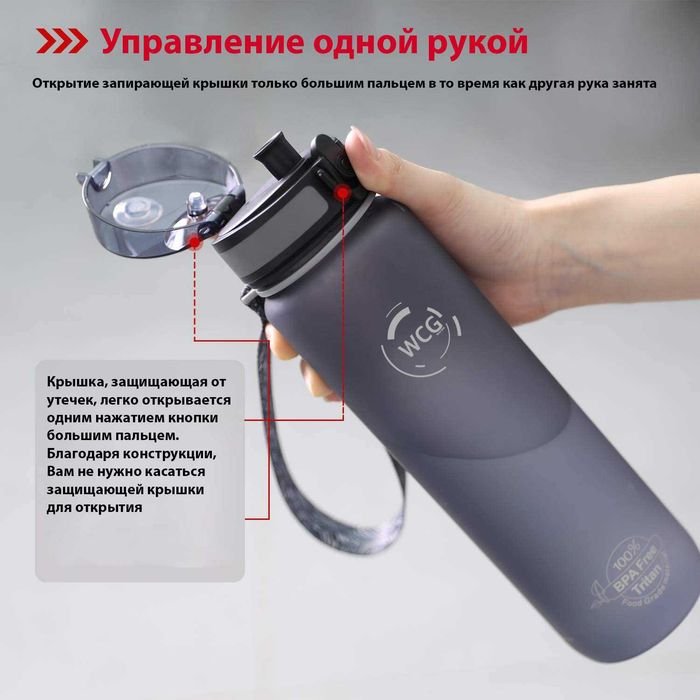 Спортивна Пляшка для води Grey 0.5 л Бутилка Шейкер