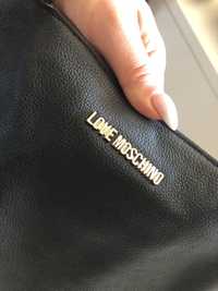 torebka love moschino czarna saffiano skorzana shopper