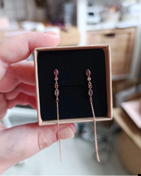 Kolczyki W.Kruk różowe złoto naturalne kamienie Petit