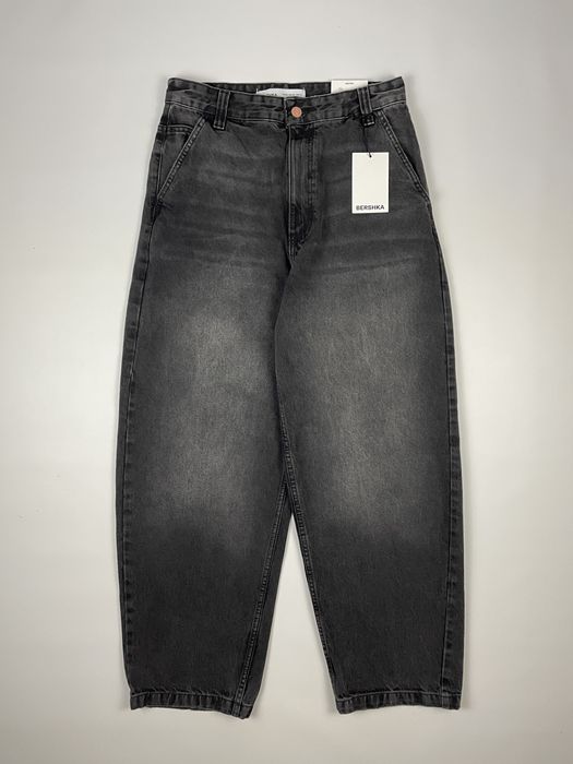 Джинси Bershka Skater Fit (W 32 / W 36) чорні чоловічі скейтер широкі