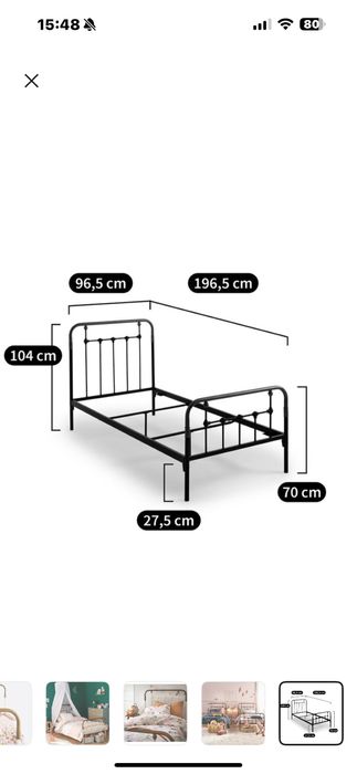 Cama branca de ferro 90x190