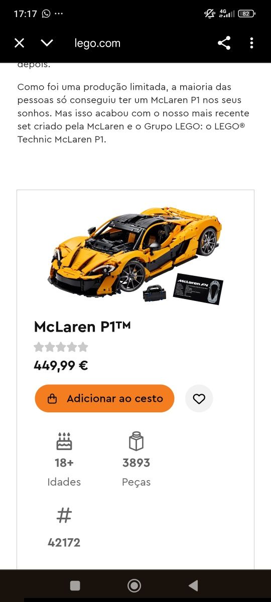 Lego mclaren edição limitada
