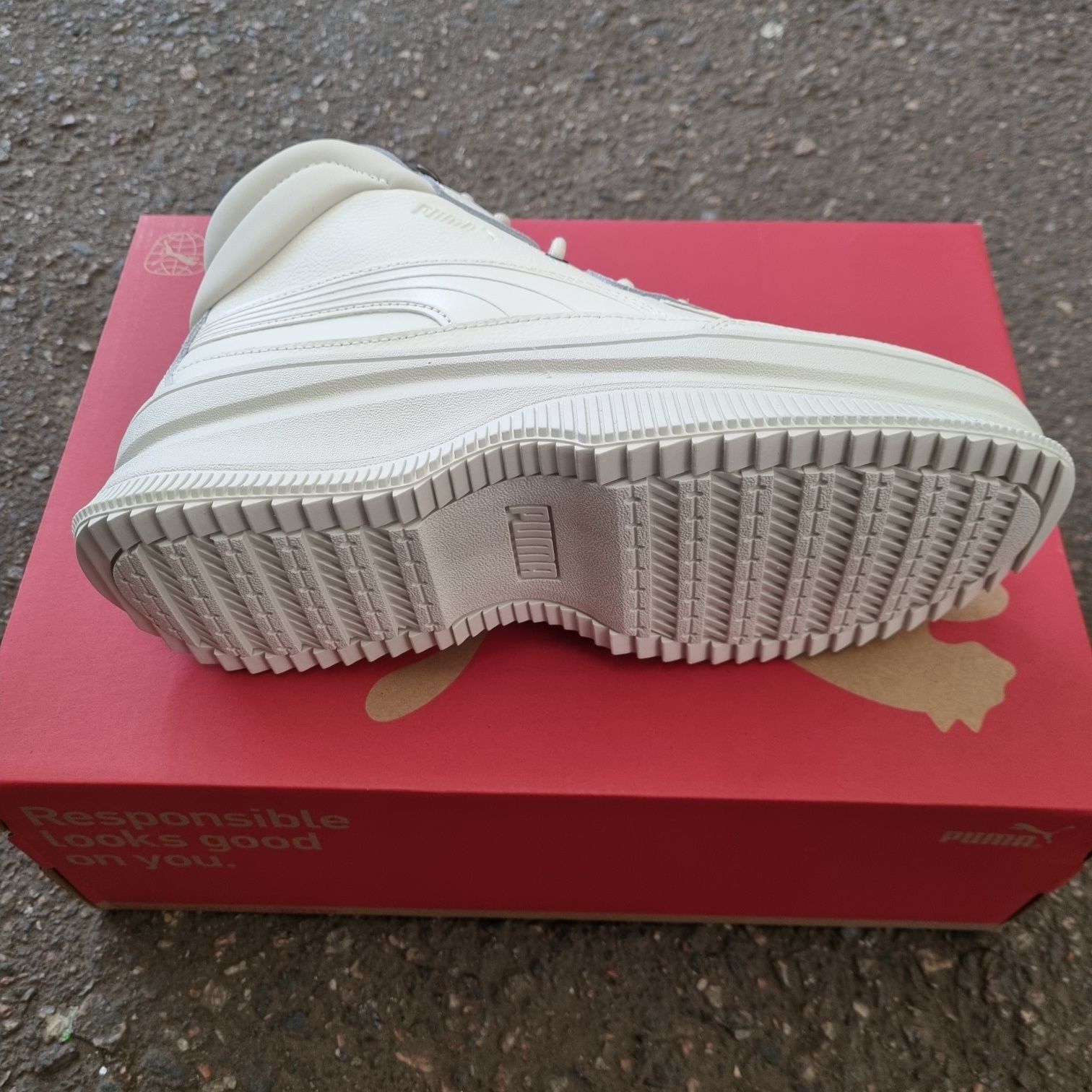 Жіночі оригінальні черевики-кросівки  ПУМА (PUMA Mayra). Бежевий,шкіра