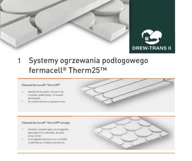 Płyty gipsowo-włóknowe Fermacell Therm25 frez ogrzewanie podłogowe