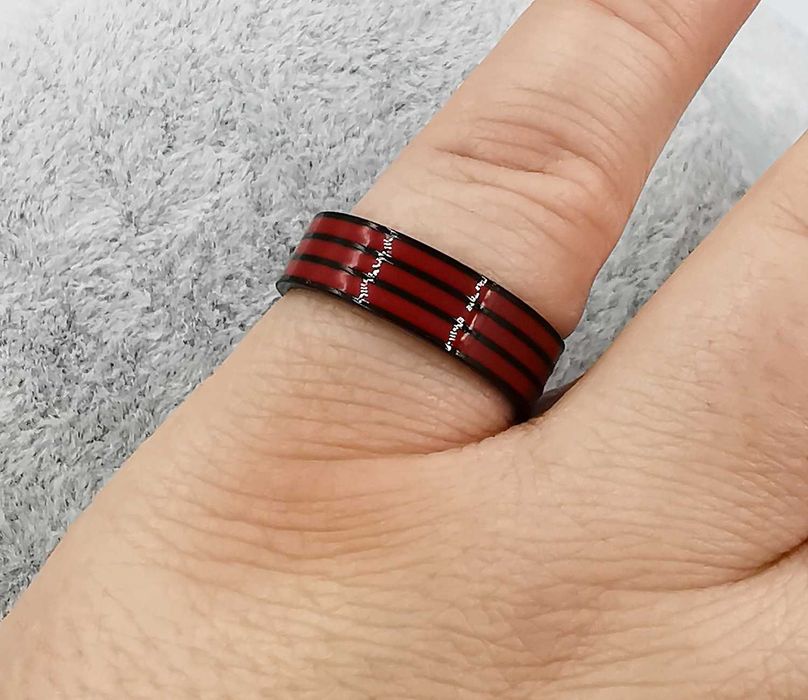 Pierścionek obrączka czarna stal chirurgiczna średnica 19 mm