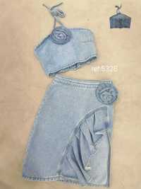 Zestaw dla dziewczynki spódnica i top jeansowy 110-116 nowy