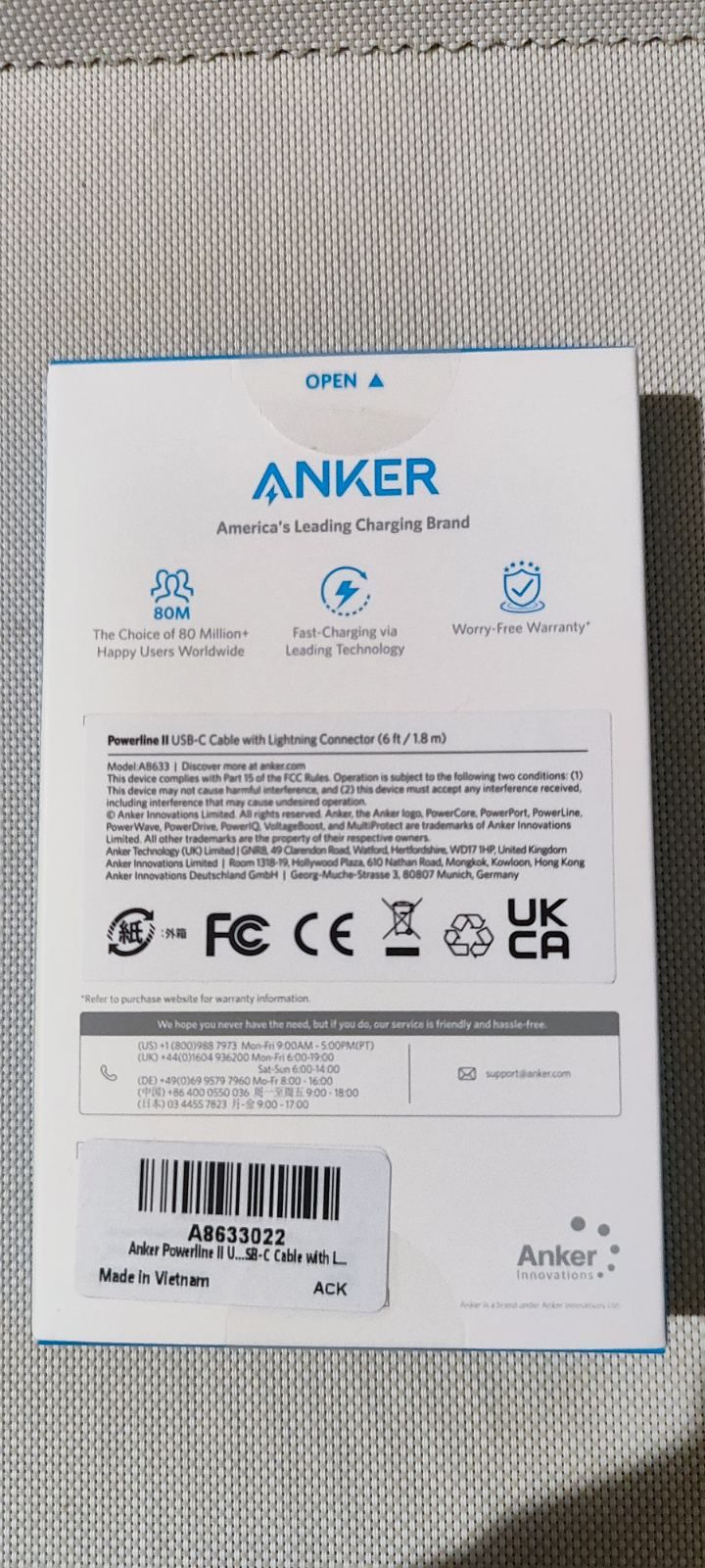 Anker USB кабель Type C - Lightning 1,8м (А8633022)