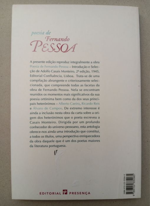 Poesia de Fernando Pessoa, intr.e selecção de Adolfo Casais Monteiro