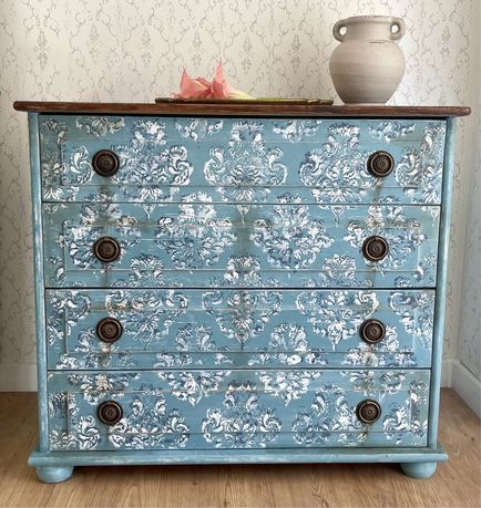 Komoda antyczna, komoda shabby chic, komoda turkusowa