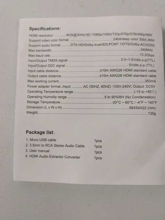 Ekstraktor dźwięku HDMI 4K HDMI na optyczny 3,5 mm AUX Adapter