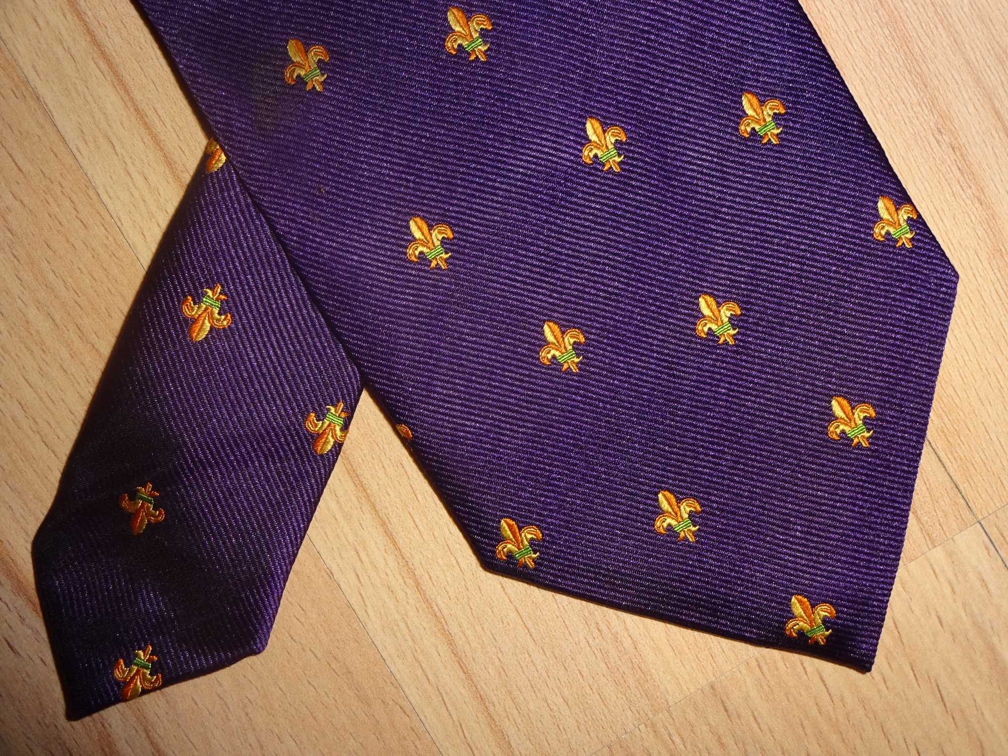 lux JAEGER oryginalny fioletowy luksusowy jedwabny krawat SILK