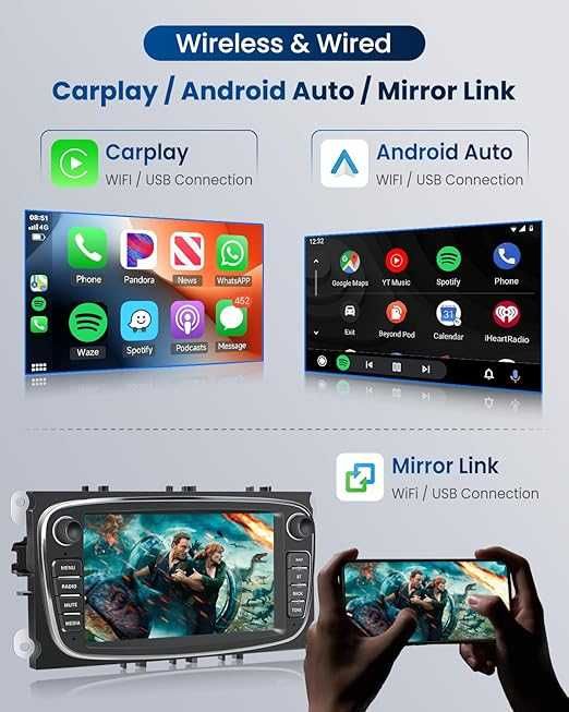 Carplay Hikity SH3AM5Hi Focus II mk2 Mondeo S-Max C-Max Galaxy Kuga