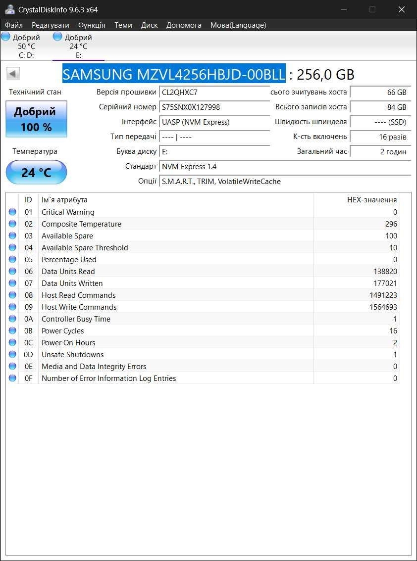 Як новий SSD 256Gb M.2 MLC 2280 PCIe 4.0x4 Samsung PM9B1 MZ-VL42560