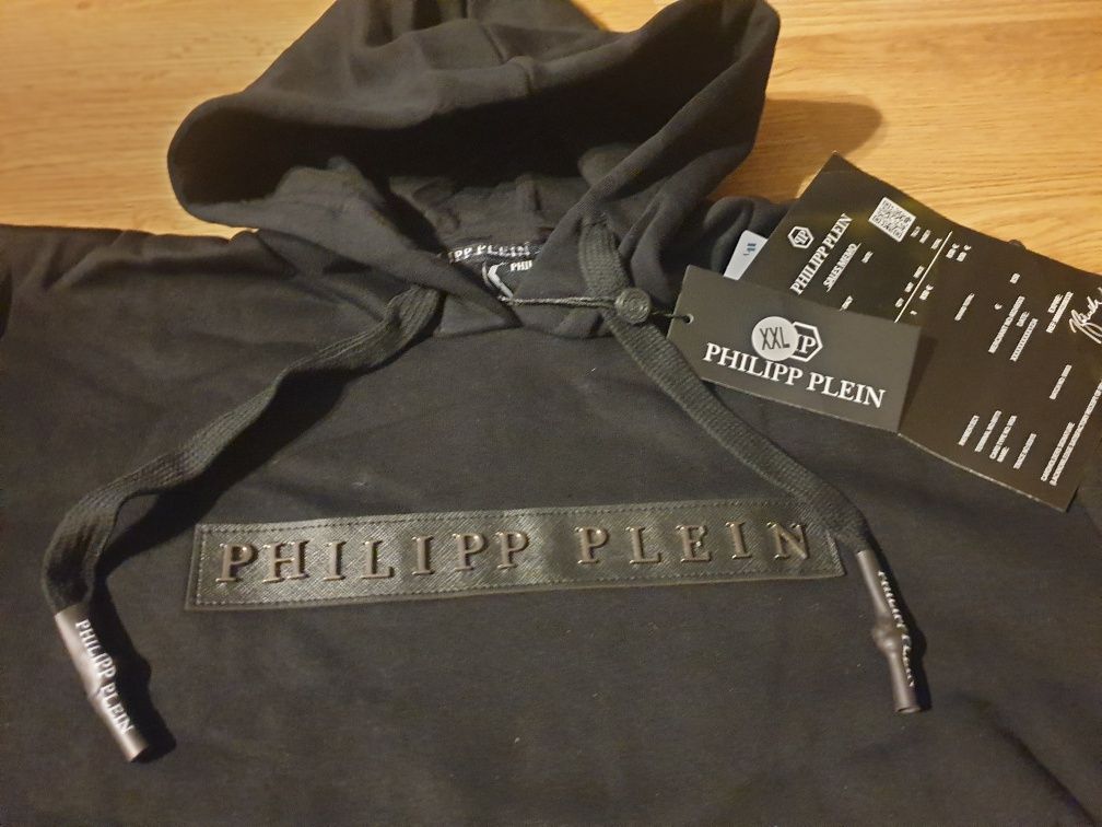 PP Philipp Plein bluza ciepła męska XXL kangurka czarna kaptur Nowa