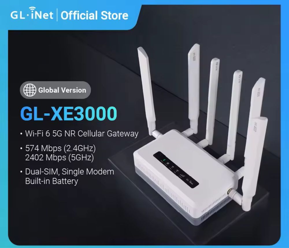 Router modem LTE 5G ! GL.iNet GL-XE3000 (Puli AX) WiFi 6 5G z baterią