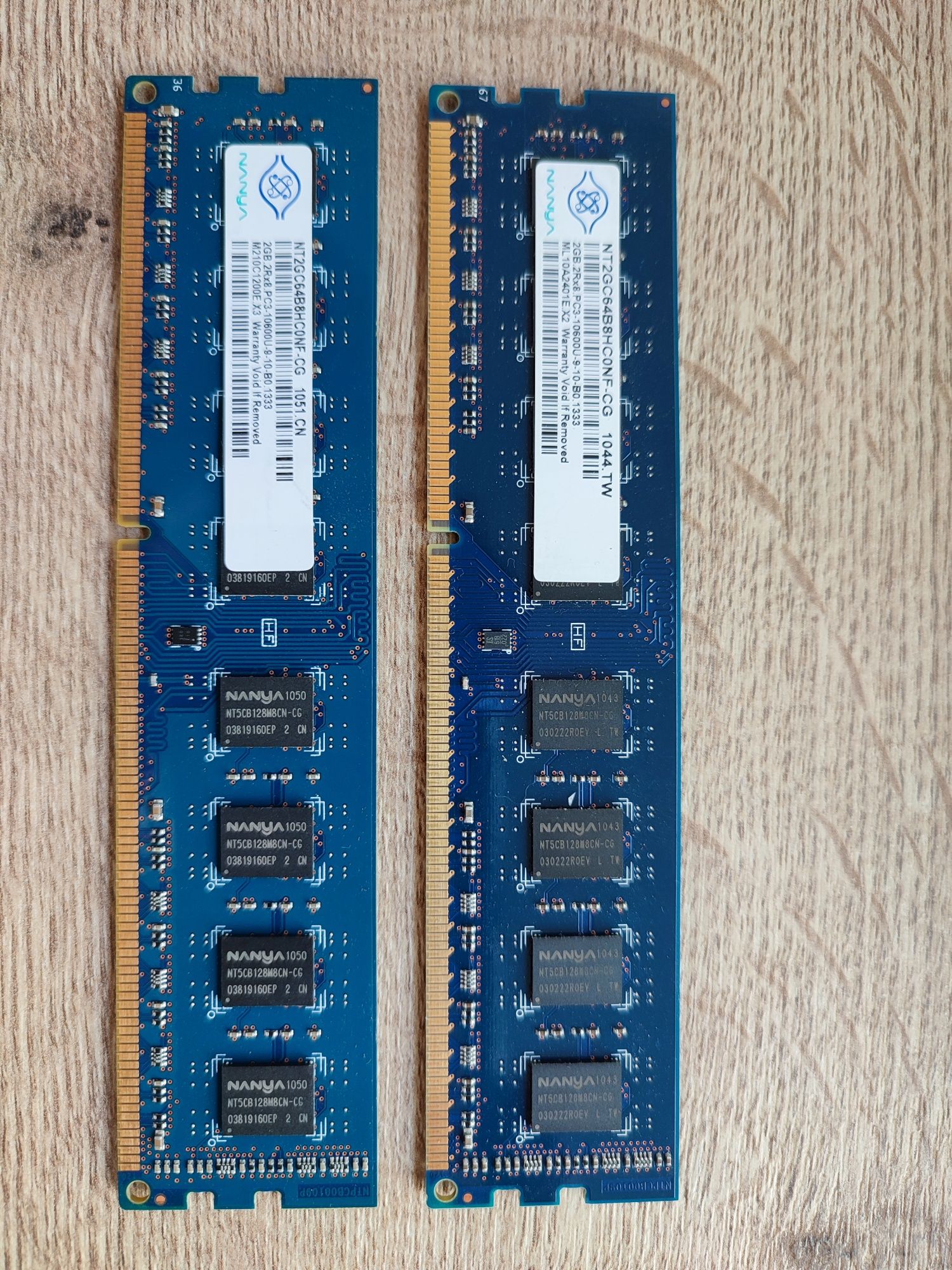 DDR3 RAM 2x 2gb 1333mhz pc3-1060u-9-10 nt2gc64b8hc0nf-cg