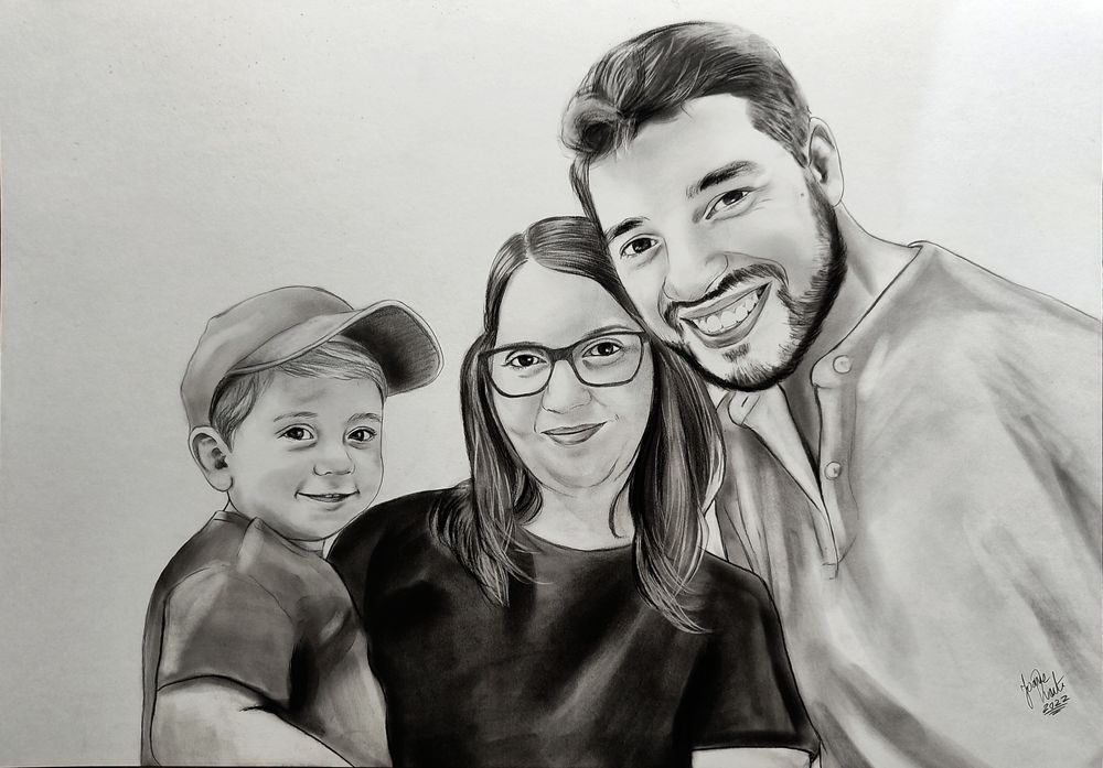 Retratos a carvão feitos à mão