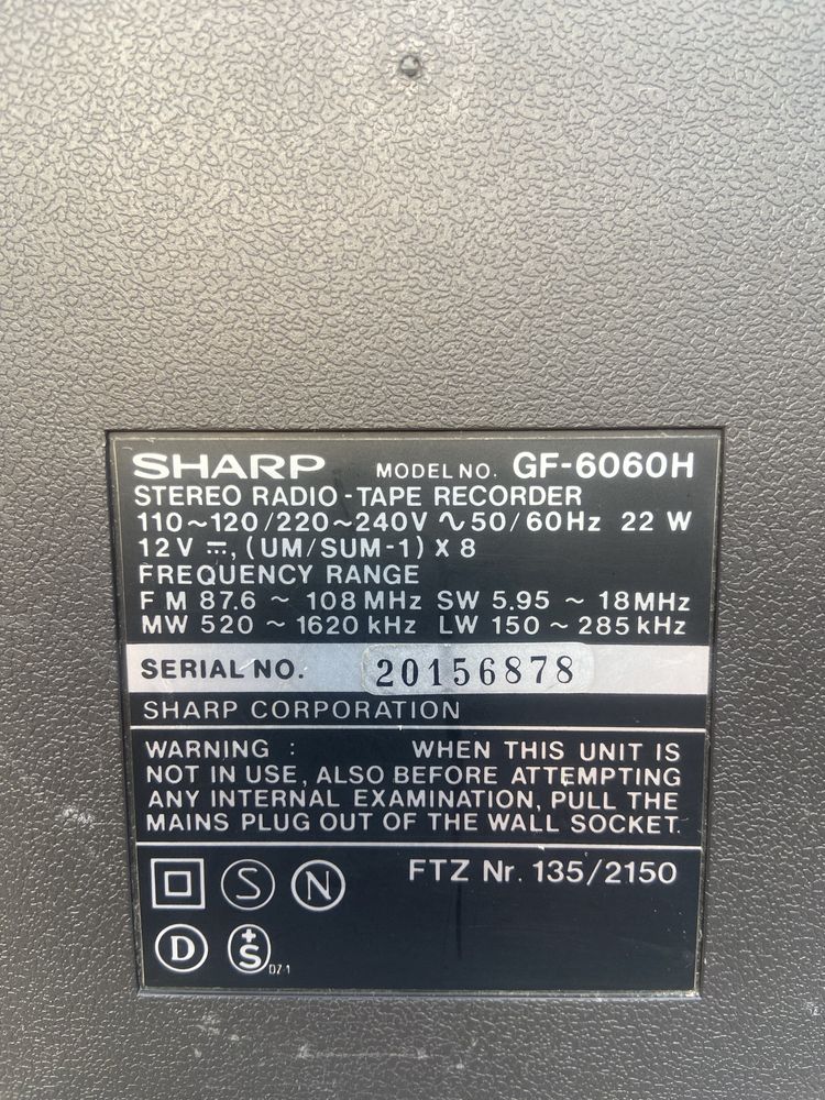 Sharp GF-6060H Stereo Radio - Tape Recorder
