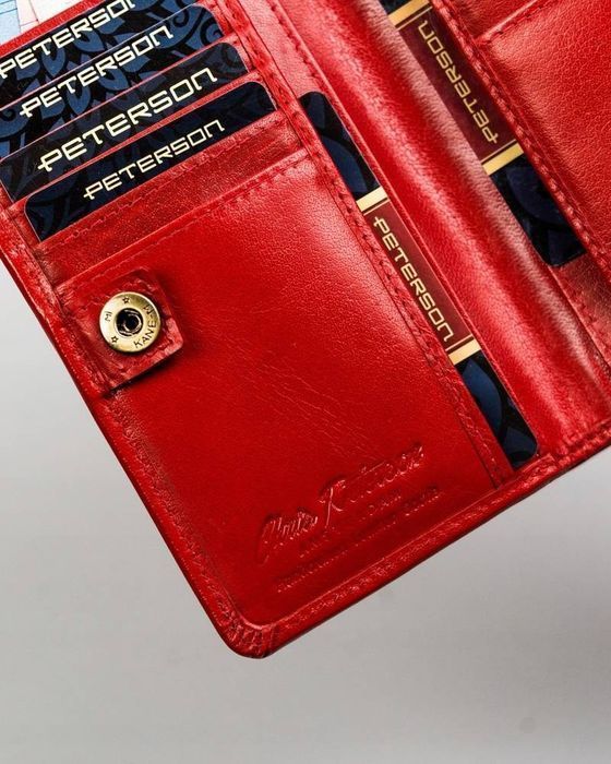duży, skórzany portfel damski z systemem rfid - peterson