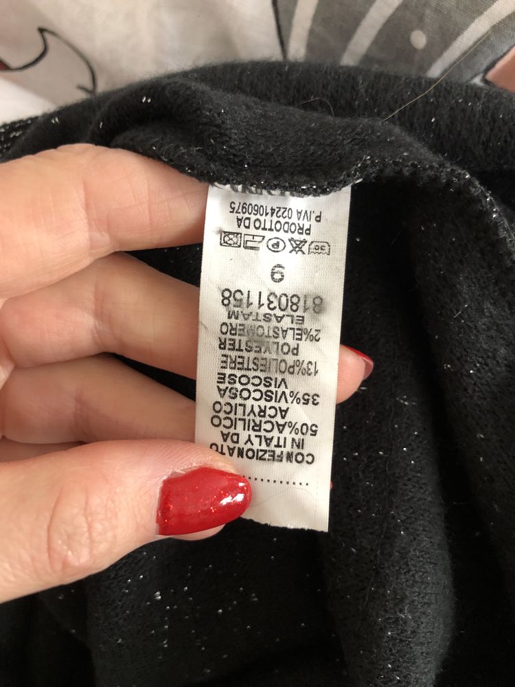 Sweter damski uni 36 38 40 święta srebrna nitka kokardka