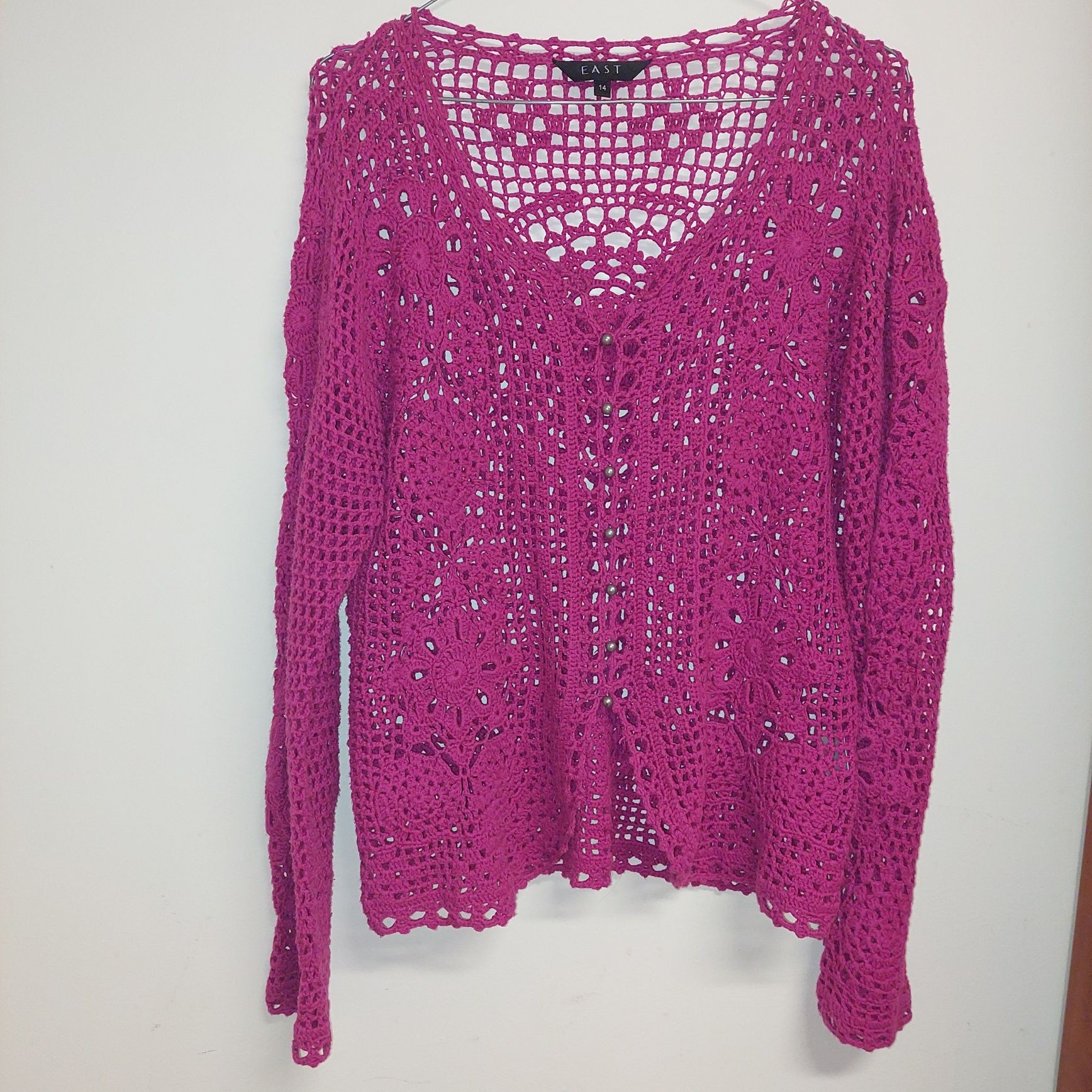 Sweter ażurowy  fusja r.42,44 East 100% bawełna