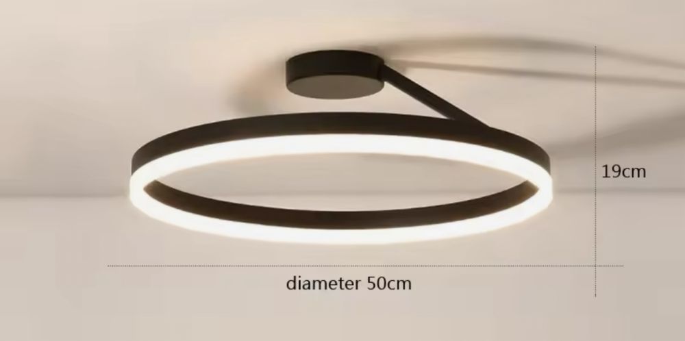 Lampa ledowa czarna sufitowa 50 cm o barwie ciepłej