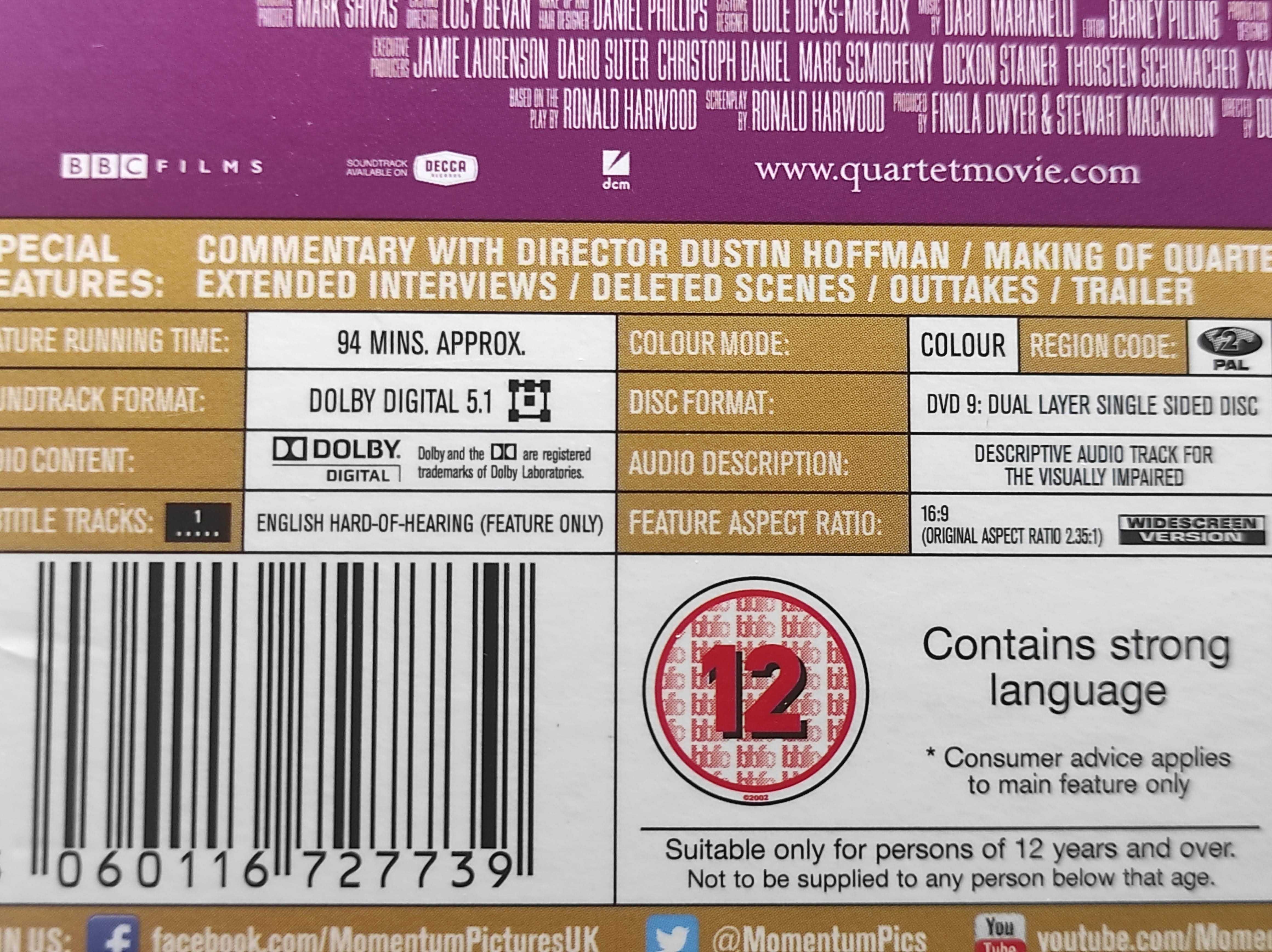 DVD film Quartet and Last Chance Harvey NOWY