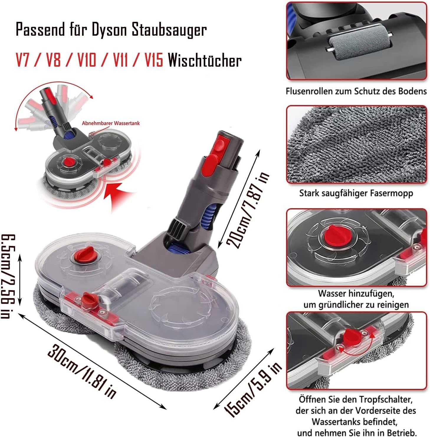 Elektryczna głowica mopa Fectezlove do odkurzacza Dyson