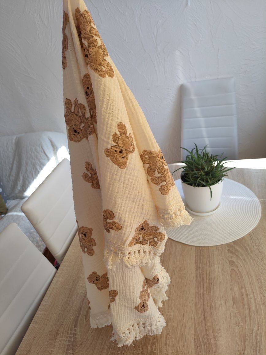 Nowy Muślinowy kocyk lato w stylu Boho dla chłopca i dziewczynki baweł