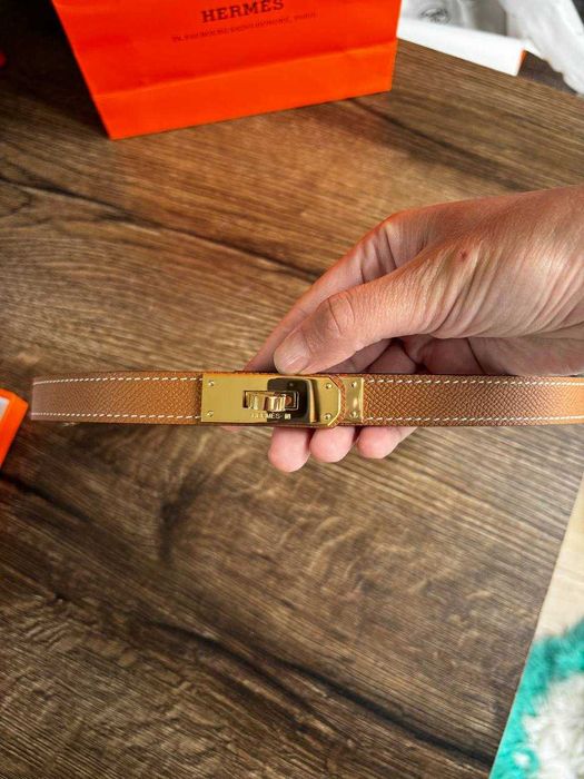 Nowy Pasek Hermes brązowy Epsom złota klamra skóra naturalna epsom