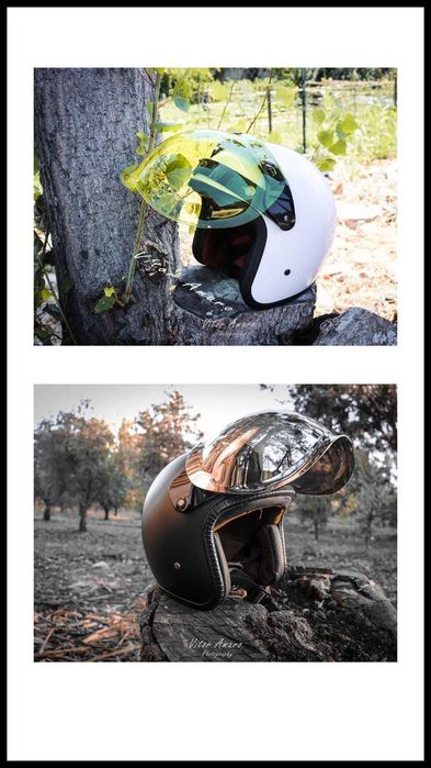 Capacete Vintage/Old School/Retro (Preto Mate ou Branco)|NOVOS