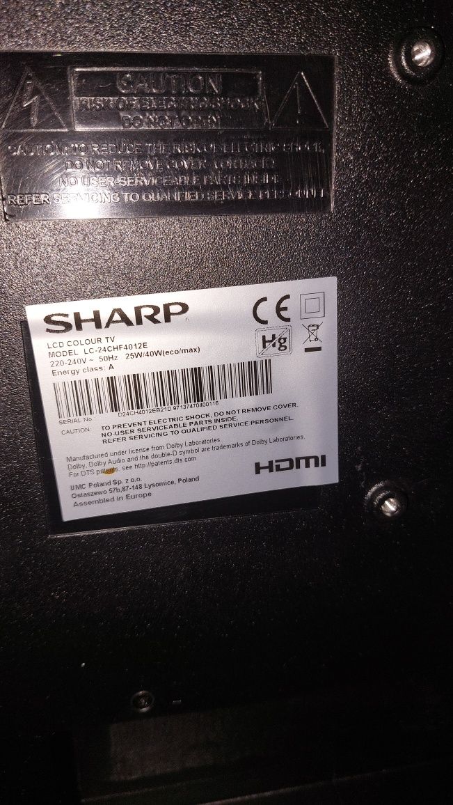 Telewizor Sharp LCD 24" lc-24chf4012e, stan bardzo dobry