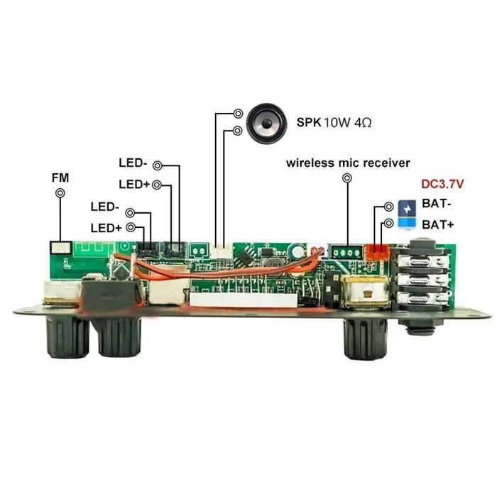 мр3 плеер Bluetooth 5.0 приёмник, усилитель 20W, аудио ФМ радио модуль