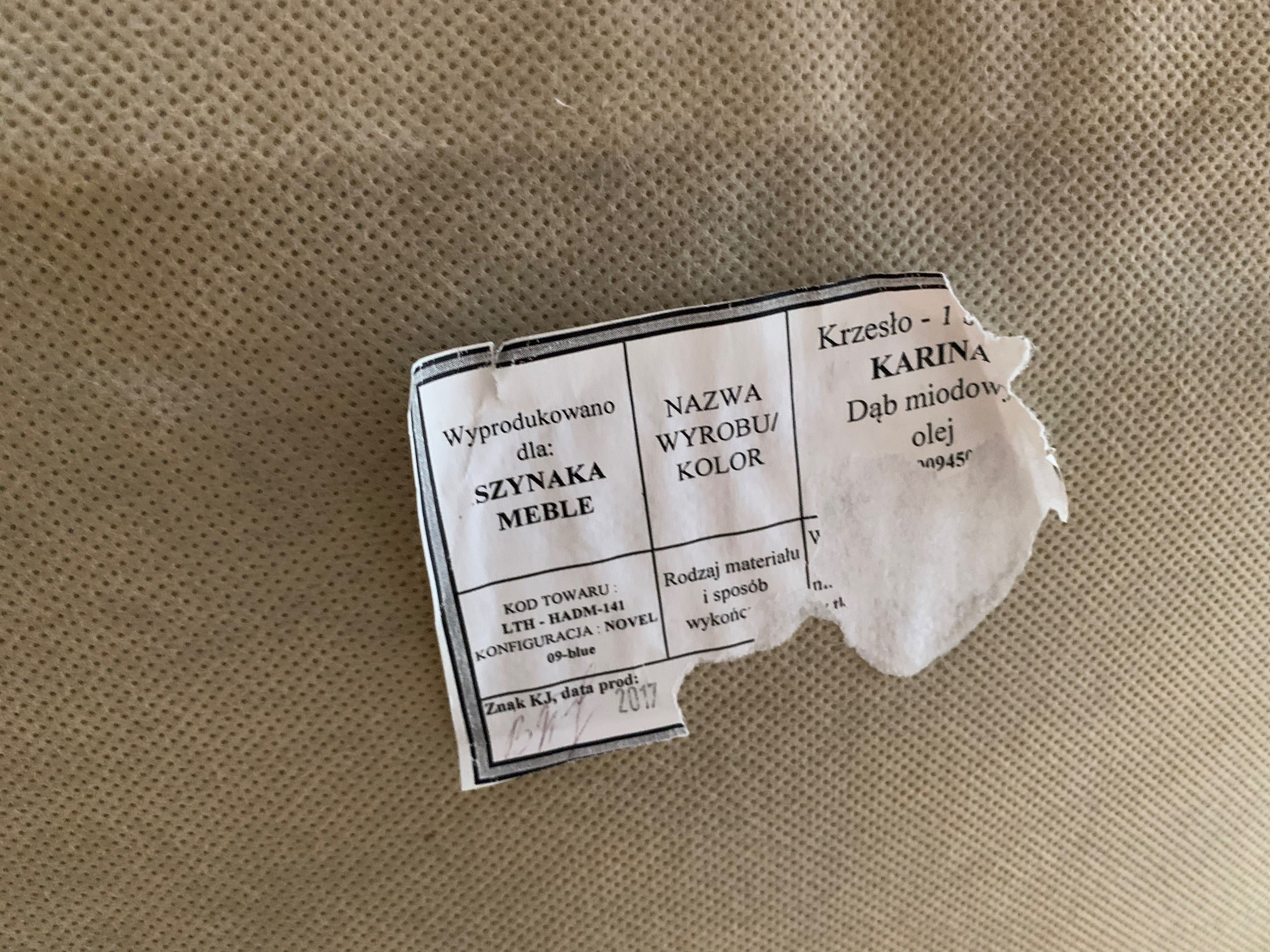 Błękitne krzesła tapicerowane Dąb olejowany , szynaka , Karina