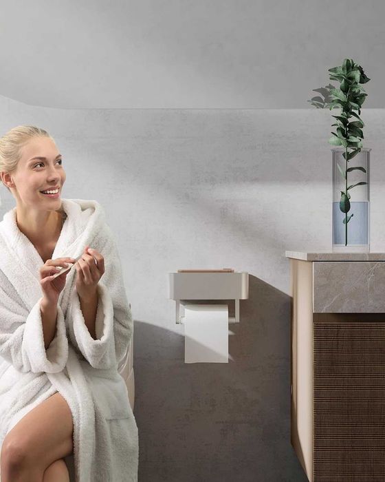 Stalowy Uchwyt Na Papier Toaletowy Z Półką Na Wilgotne Chusteczki