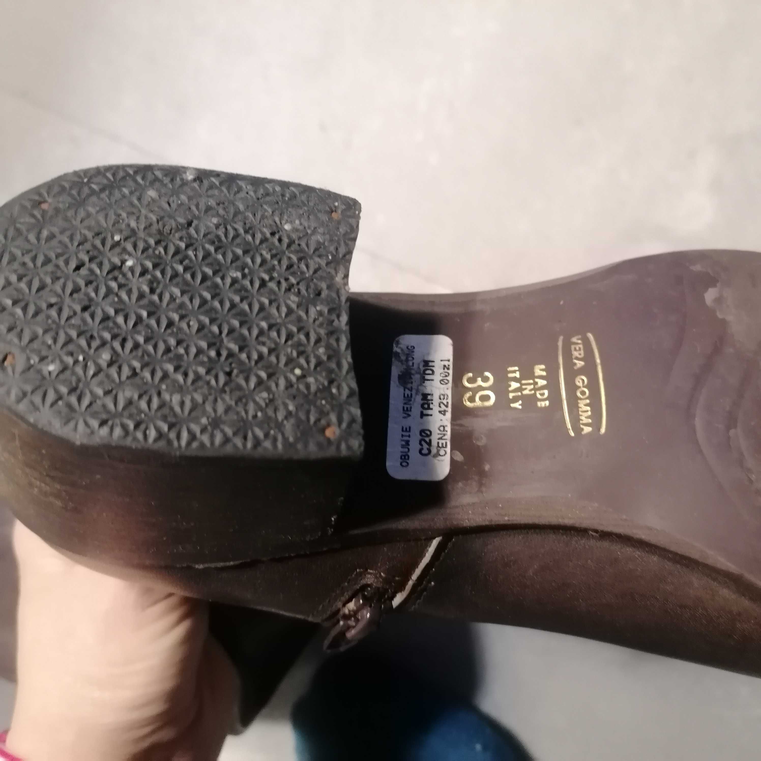 Buty kozaki skóra Venezia brąz czekoladowy r. 39