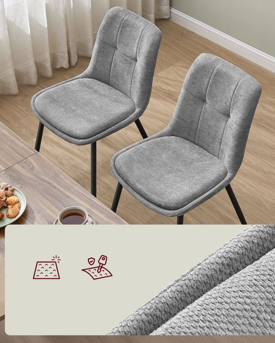 Zestaw 2 Krzeseł Do Jadalni Vasagle Szare Kdc151G01 Powystawowy