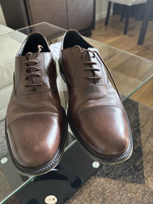 Buty męskie skórzane, brązowe, marki Rossini.