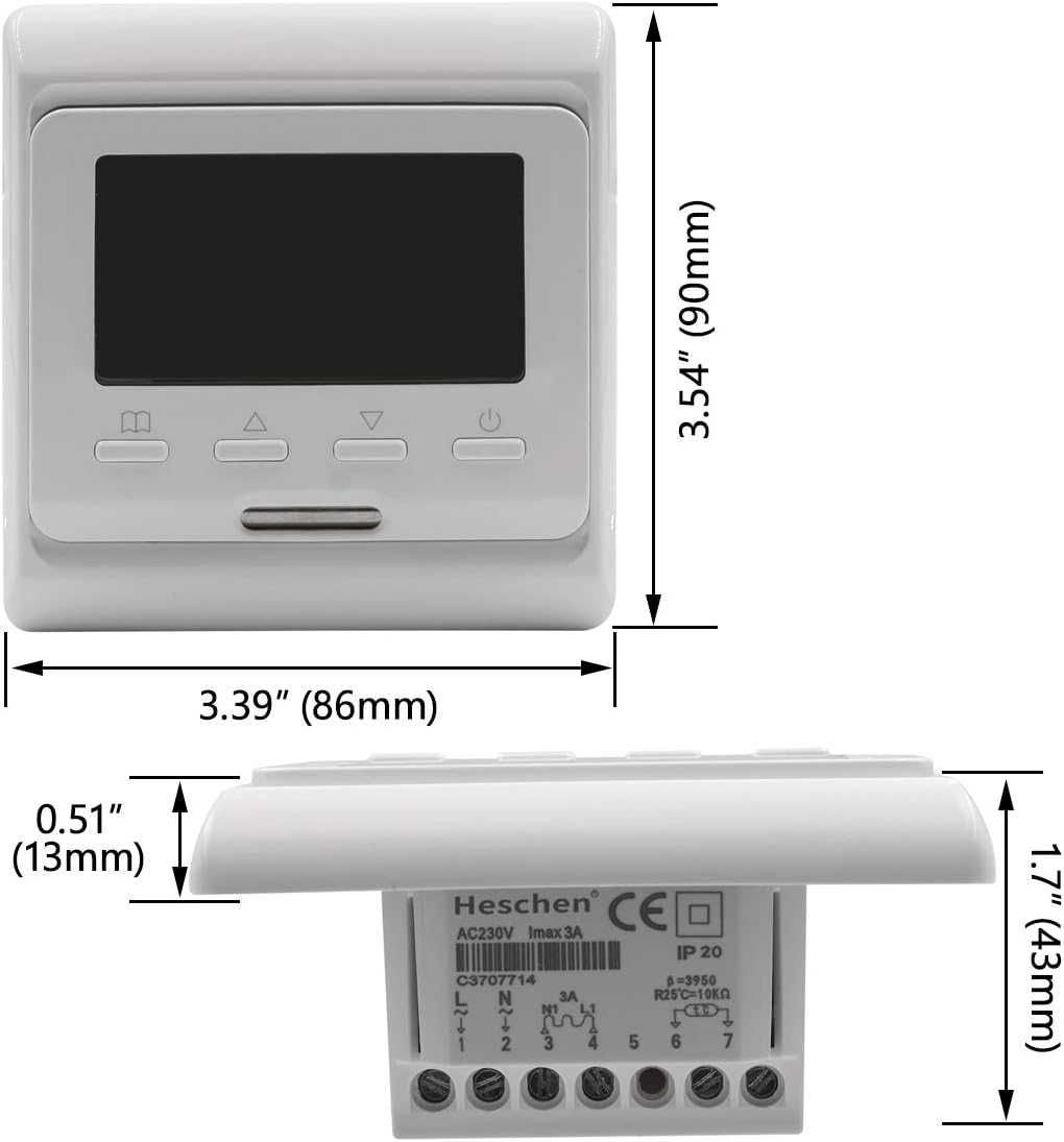 Heschen Cyfrowy programator LCD z termostatem, HS-E806, 230 VAC 3 A