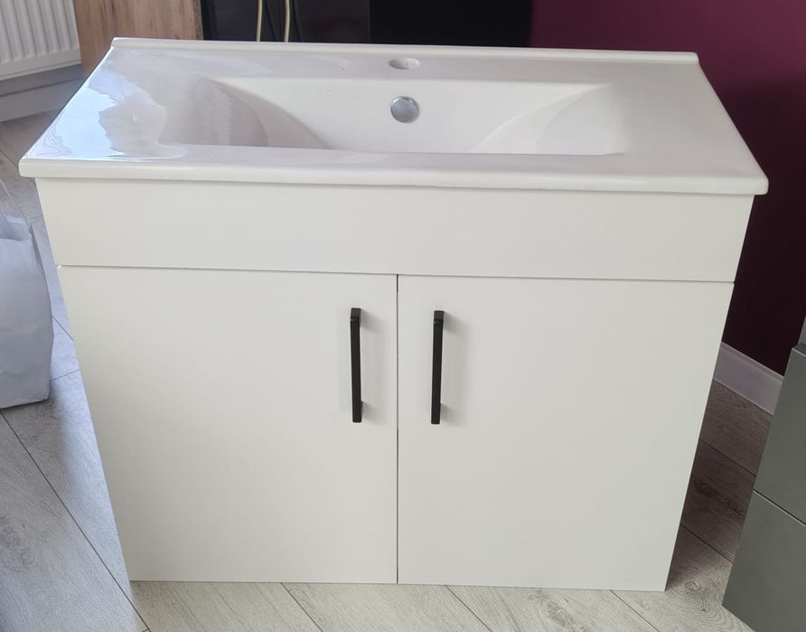 Szafka z umywalką 80cm biała, drewno