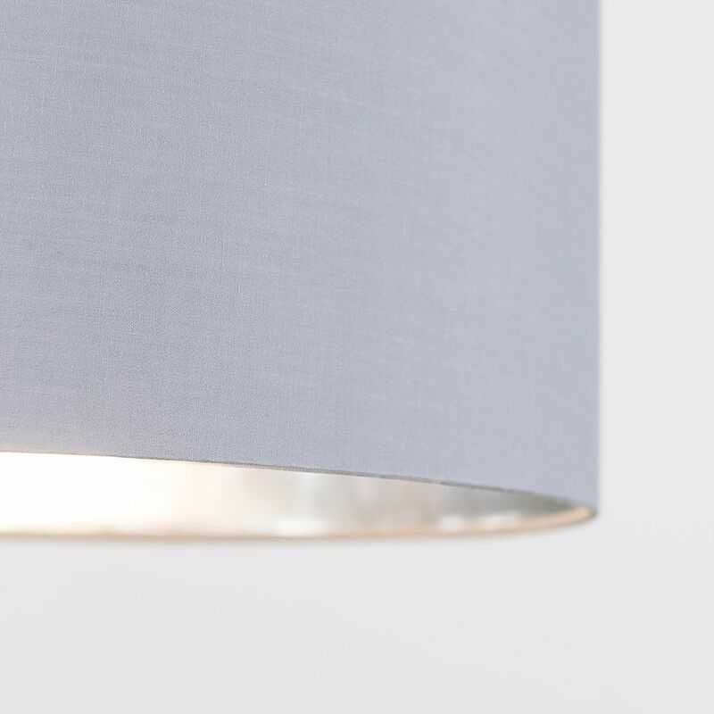 Lampa z abażurem kloszem szara chromowana fi 35 cm