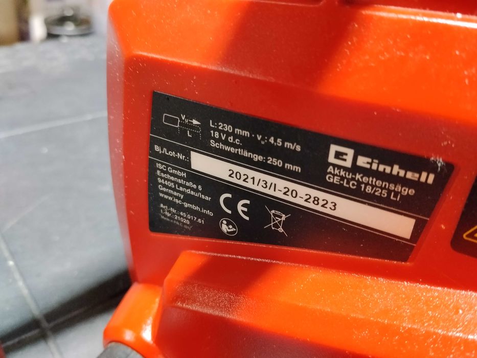 Akumulatorowa piła łańcuchowa Einhell GE-LC 18/25 Li TYLKO PIŁA*
