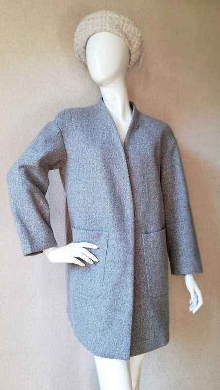 Płaszcz przejściowy ZARA szary Gray S M 36 38 kimonowy kurtka żakiet