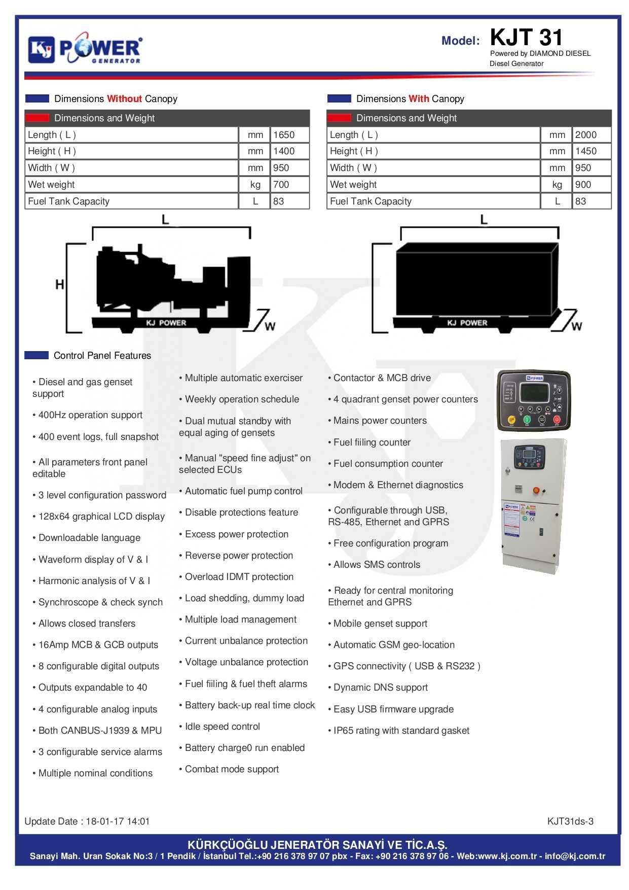 Трифазний, дизельний генератор KJT31, в кожусі