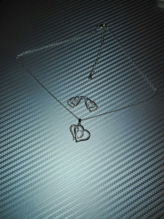 Łańcuszek i kolczyki komplet biżuterii serca, serduszka, walentynki
