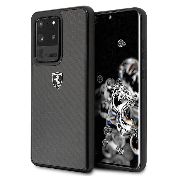 Etui Ferrari Carbon Heritage na Samsung Galaxy S20 Ultra - czarne