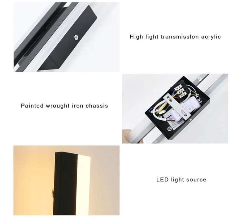 Lampa Ścienna Led Kinkiet Czarna 3000K Nowoczesna Do Salonu