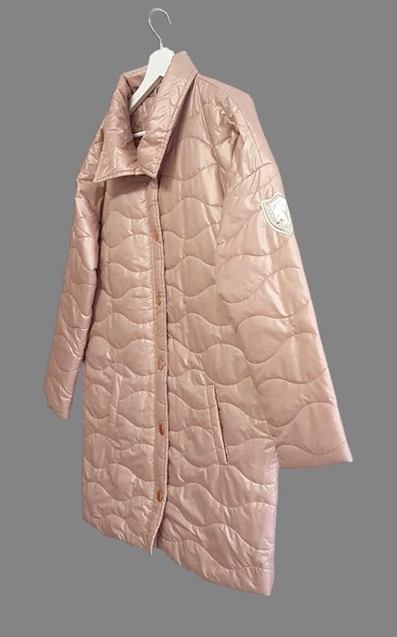 Damska lekka pikowana kurtka wiosenna jesienna pudrowy róż Polwar 40/L